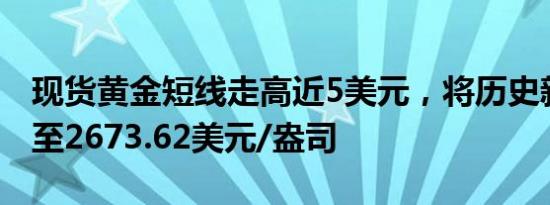 现货黄金短线走高近5美元，将历史新高刷新至2673.62美元/盎司