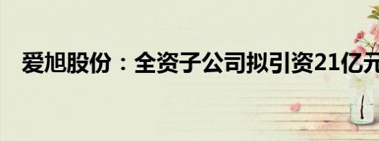 爱旭股份：全资子公司拟引资21亿元扩股