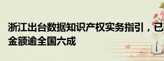 浙江出台数据知识产权实务指引，已转化运用金额逾全国六成