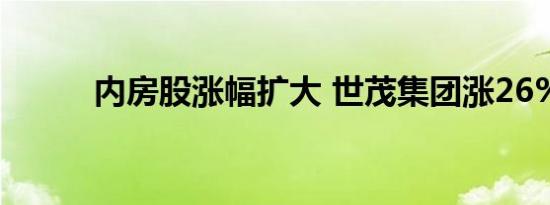 内房股涨幅扩大 世茂集团涨26%