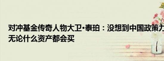 对冲基金传奇人物大卫·泰珀：没想到中国政策力度这么大 无论什么资产都会买