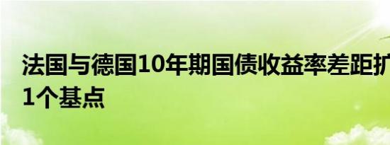 法国与德国10年期国债收益率差距扩大至80.1个基点