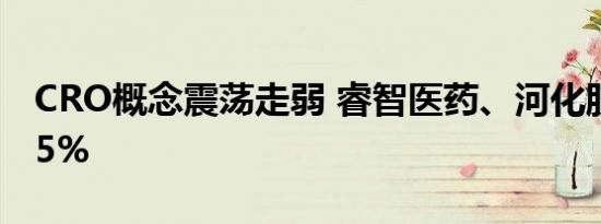 CRO概念震荡走弱 睿智医药、河化股份跌超5%