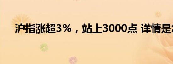 沪指涨超3%，站上3000点 详情是怎样