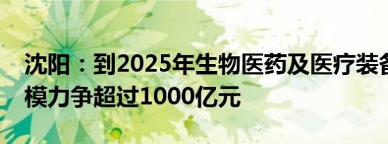 沈阳：到2025年生物医药及医疗装备产业规模力争超过1000亿元