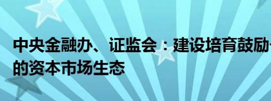 中央金融办、证监会：建设培育鼓励长期投资的资本市场生态