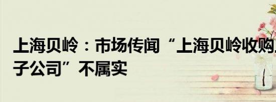 上海贝岭：市场传闻“上海贝岭收购上海微电子公司”不属实