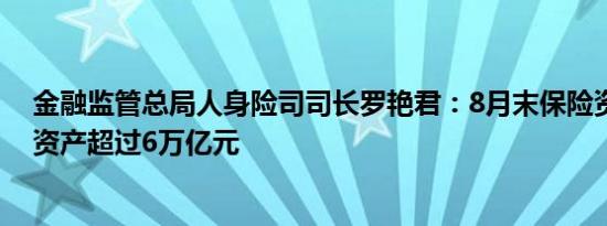 金融监管总局人身险司司长罗艳君：8月末保险资金权益类资产超过6万亿元