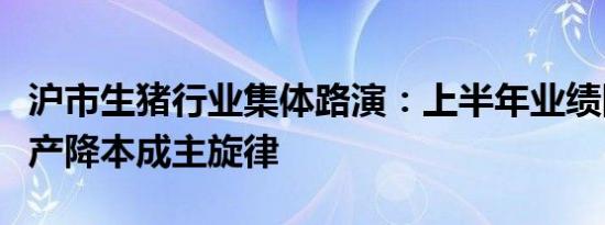 沪市生猪行业集体路演：上半年业绩回暖，扩产降本成主旋律