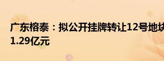 广东榕泰：拟公开挂牌转让12号地块 评估值1.29亿元