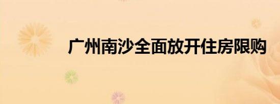 广州南沙全面放开住房限购