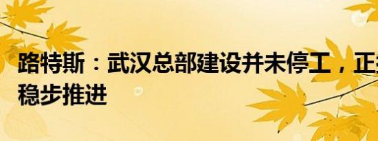 路特斯：武汉总部建设并未停工，正按照计划稳步推进