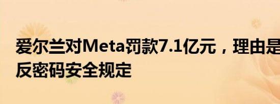 爱尔兰对Meta罚款7.1亿元，理由是Meta违反密码安全规定