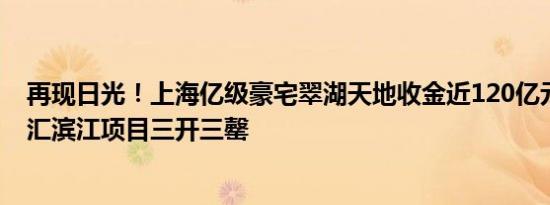 再现日光！上海亿级豪宅翠湖天地收金近120亿元，中海徐汇滨江项目三开三罄