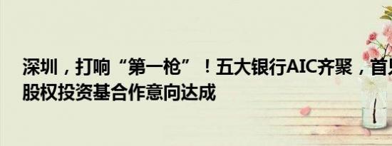 深圳，打响“第一枪”！五大银行AIC齐聚，首只金融AIC股权投资基合作意向达成