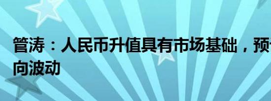 管涛：人民币升值具有市场基础，预计转向双向波动