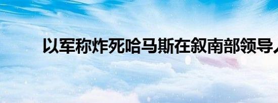 以军称炸死哈马斯在叙南部领导人