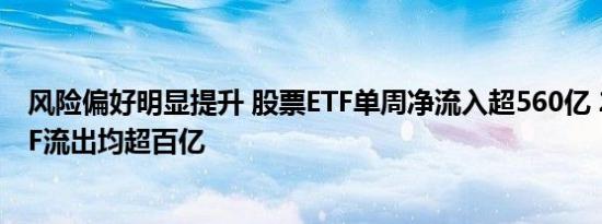 风险偏好明显提升 股票ETF单周净流入超560亿 2只货币ETF流出均超百亿