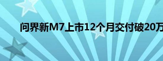 问界新M7上市12个月交付破20万台