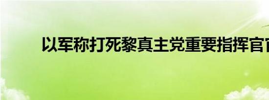 以军称打死黎真主党重要指挥官官