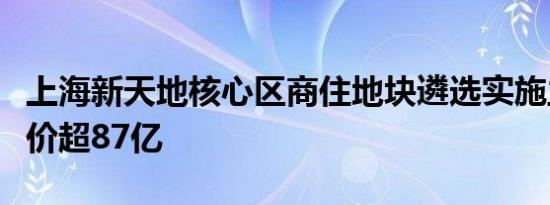 上海新天地核心区商住地块遴选实施主体，底价超87亿