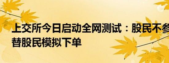 上交所今日启动全网测试：股民不参与 券商替股民模拟下单