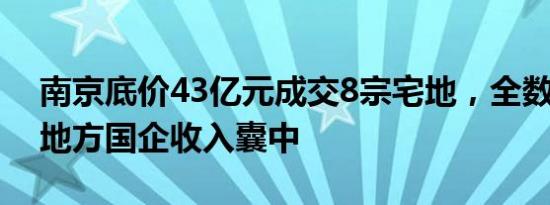 南京底价43亿元成交8宗宅地，全数由央企、地方国企收入囊中