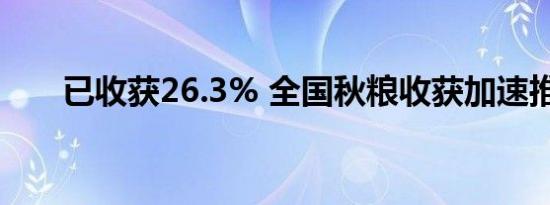 已收获26.3% 全国秋粮收获加速推进