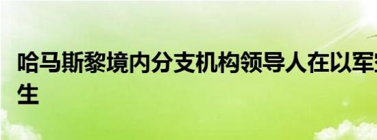 哈马斯黎境内分支机构领导人在以军空袭中丧生