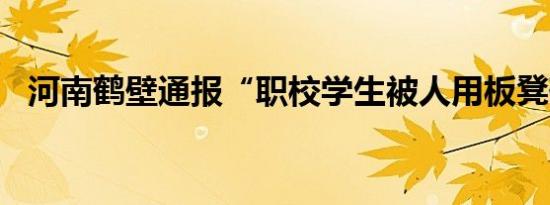 河南鹤壁通报“职校学生被人用板凳砸头”