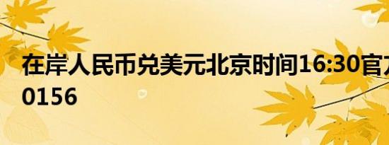 在岸人民币兑美元北京时间16:30官方收报7.0156