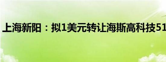 上海新阳：拟1美元转让海斯高科技51%股权