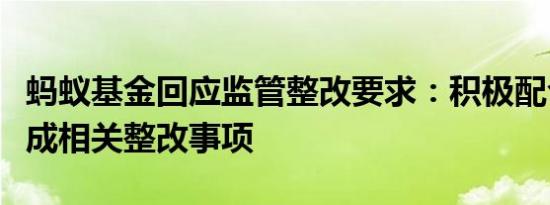 蚂蚁基金回应监管整改要求：积极配合，已完成相关整改事项