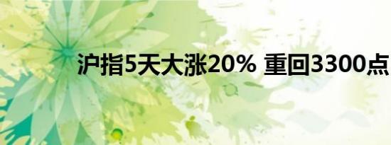 沪指5天大涨20% 重回3300点