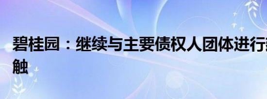 碧桂园：继续与主要债权人团体进行建设性接触