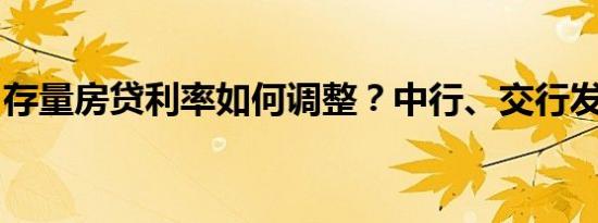 存量房贷利率如何调整？中行、交行发布问答