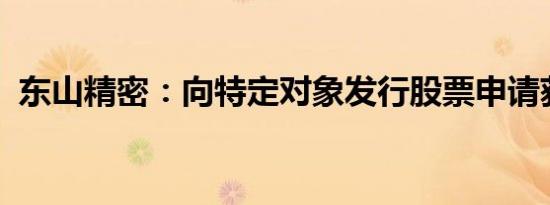 东山精密：向特定对象发行股票申请获受理