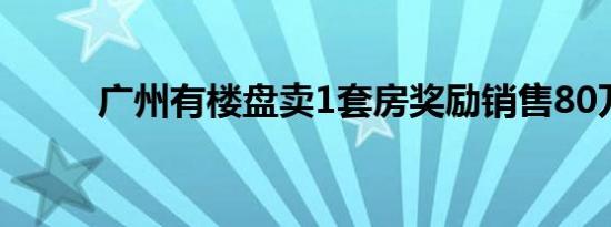 广州有楼盘卖1套房奖励销售80万