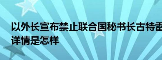 以外长宣布禁止联合国秘书长古特雷斯入境 详情是怎样