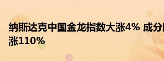 纳斯达克中国金龙指数大涨4% 成分股声网领涨110%