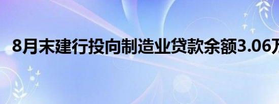 8月末建行投向制造业贷款余额3.06万亿元