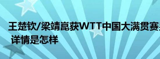 王楚钦/梁靖崑获WTT中国大满贯赛男双冠军 详情是怎样