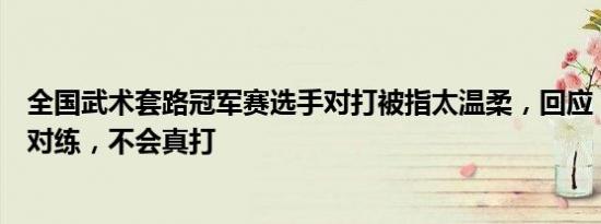 全国武术套路冠军赛选手对打被指太温柔，回应：表演性质对练，不会真打