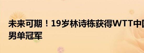 未来可期！19岁林诗栋获得WTT中国大满贯男单冠军