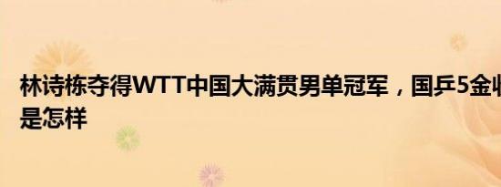 林诗栋夺得WTT中国大满贯男单冠军，国乒5金收官！ 详情是怎样