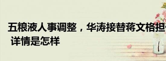 五粮液人事调整，华涛接替蒋文格担任总经理 详情是怎样