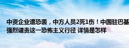 中资企业遭恐袭，中方人员2死1伤！中国驻巴基斯坦使馆：强烈谴责这一恐怖主义行径 详情是怎样