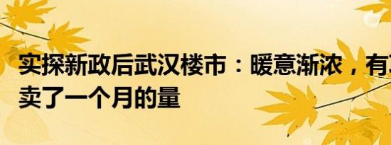 实探新政后武汉楼市：暖意渐浓，有项目一天卖了一个月的量