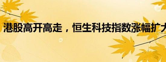 港股高开高走，恒生科技指数涨幅扩大至4%