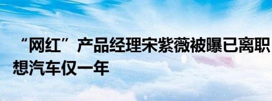 “网红”产品经理宋紫薇被曝已离职，入职理想汽车仅一年